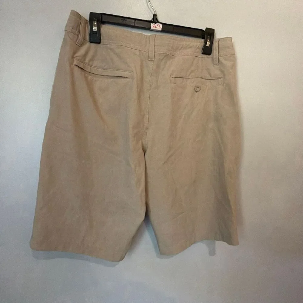 Hang Ten Men’s Size 32 Beige Hybrid Chino Board Shorts Zip Pocket #1100